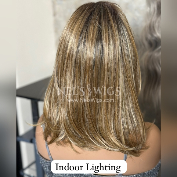 Nels Wigs Ayla Brown & Dirty Blonde Monofilament Shoulder Length Wig - Picture 6 of 16